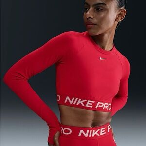 Nike Red Long Sleeve Crop Top